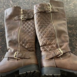 Brown leather boots